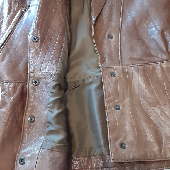 💥SALE💥 Vtg Miki  Martin Dolman Sleeve Brown Leather Batwing Aviator Jacket Med - Picture 7 of 17